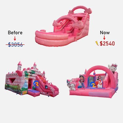 Θαλάσσια αεροπορική ή ταχεία αποστολή Unisex Pink Inflatable Bounce House Combo με διαφάνειες