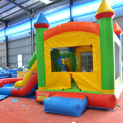 Προσαρμοσμένο χρώμα εμπορικής ποιότητας PVC Rainbow Inflatable Bounce House με Slide Combo