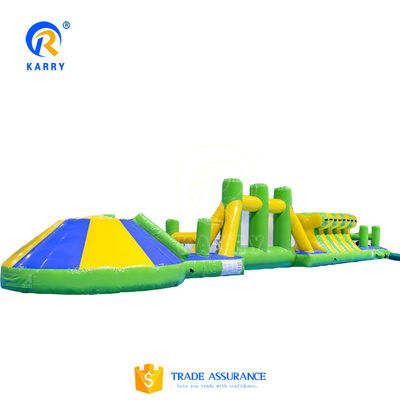 Πιστοποιημένο από την CE 16m Aqua Run Course Obstacle Προσαρμοσμένο πολύχρωμο σχεδιασμό για πάρκο νερού