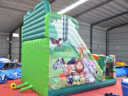 Εσωτερική και εξωτερική διασκέδαση 2024 PVC Jungle Animal Double-Lane Inflatable Wet and Dry Slide