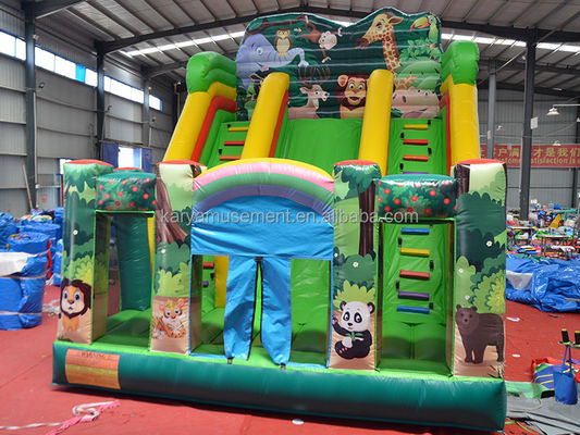 Εσωτερική και εξωτερική διασκέδαση 2024 PVC Jungle Animal Double-Lane Inflatable Wet and Dry Slide