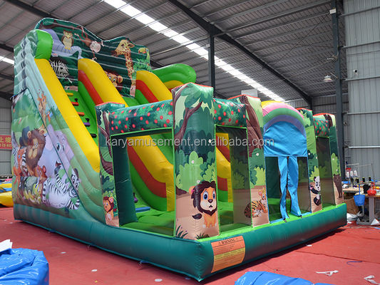 Εσωτερική και εξωτερική διασκέδαση 2024 PVC Jungle Animal Double-Lane Inflatable Wet and Dry Slide