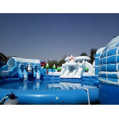 Εσωτερικό Custom Inflatable κινητό πάρκο νερού με υπερμεγέθη πισίνα Αστείο Θέμα Αρκούδα