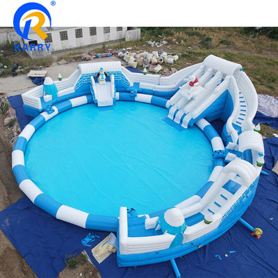 Εσωτερικό Custom Inflatable κινητό πάρκο νερού με υπερμεγέθη πισίνα Αστείο Θέμα Αρκούδα