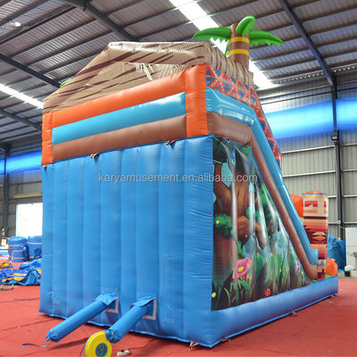 0.55mm PVC Tarpaulin Πρωτόγονη ζούγκλα υδροτσουλήθρα με τοίχο αναρρίχησης σε βράχο και αναπηρικό διαδρόμιο