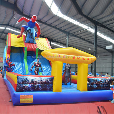 Πυροβόλο διαδρόμιο Spiderman Bouncer Popular 2-Lane Water Slide για μεγάλες παιδικές χαράξεις