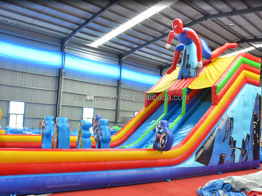 Πυροβόλο διαδρόμιο Spiderman Bouncer Popular 2-Lane Water Slide για μεγάλες παιδικές χαράξεις