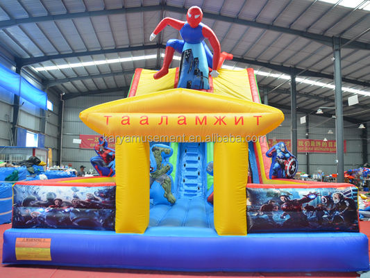 Πυροβόλο διαδρόμιο Spiderman Bouncer Popular 2-Lane Water Slide για μεγάλες παιδικές χαράξεις