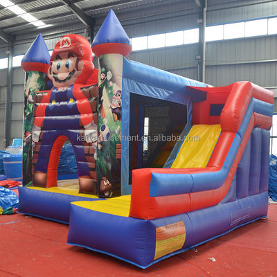 0.55mm PVC Βινύλιο Καπάκι φουσκωτό Mario Bounce House Combo Castle Slide με φουσκωτή