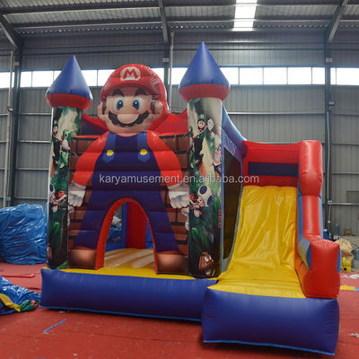 0.55mm PVC Βινύλιο Καπάκι φουσκωτό Mario Bounce House Combo Castle Slide με φουσκωτή
