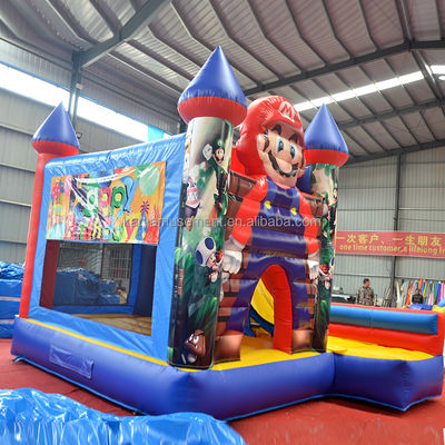 0.55mm PVC Βινύλιο Καπάκι φουσκωτό Mario Bounce House Combo Castle Slide με φουσκωτή