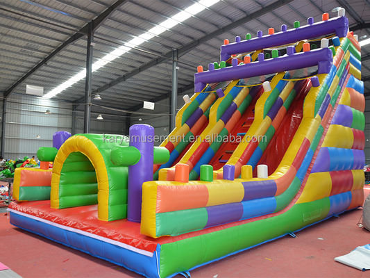 19ft Wide 2-Lane Inflatable Building Block Wet and Dry Slide για παιδιά Πάρκο Πάρτι Εξωτερικό