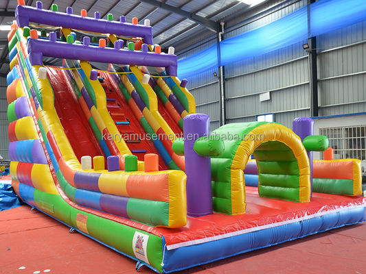 19ft Wide 2-Lane Inflatable Building Block Wet and Dry Slide για παιδιά Πάρκο Πάρτι Εξωτερικό