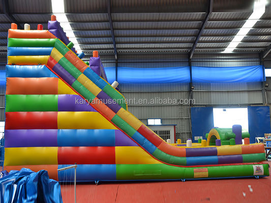 19ft Wide 2-Lane Inflatable Building Block Wet and Dry Slide για παιδιά Πάρκο Πάρτι Εξωτερικό