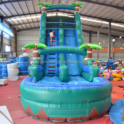 29ft Tropical Jump Water Slide πισίνα Εμπορική πίσω αυλή Μεγάλο παλμό υδάτινο διαδρόμιο με πισίνα
