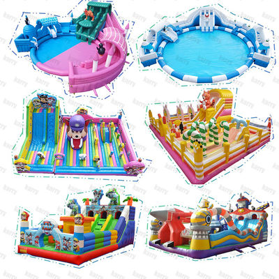 Unisex Water Fun 2024 Προσαρμοσμένο φουσκωτό πάρκο νερού με φορητό διαδρόμιο και κάστρο
