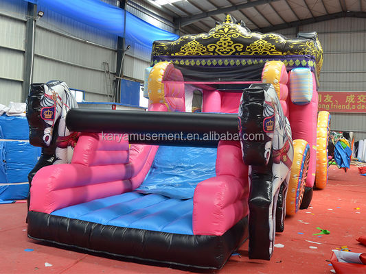 Καλύτερο PVC Princess Carriage Bouncer House Combo Πυροβόλο Bounce Slide Ροζ με Φουσκωτή