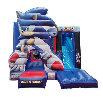 Unisex χαρακτηριστικά προσαρμοσμένο Sonic Bounce House φουσκωτό Combo Slide για ενοικίαση πάρτι