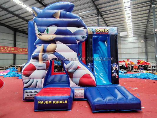 Unisex χαρακτηριστικά προσαρμοσμένο Sonic Bounce House φουσκωτό Combo Slide για ενοικίαση πάρτι