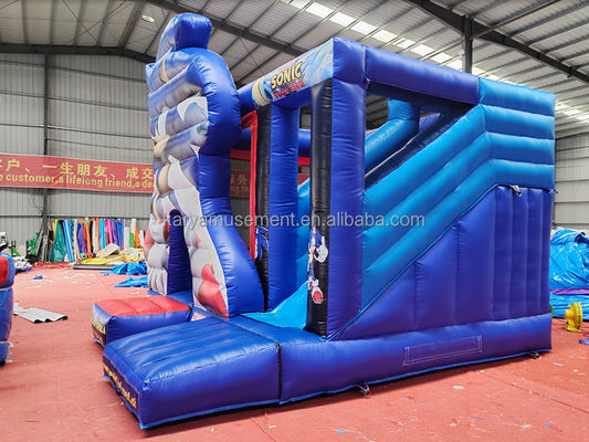 Unisex χαρακτηριστικά προσαρμοσμένο Sonic Bounce House φουσκωτό Combo Slide για ενοικίαση πάρτι