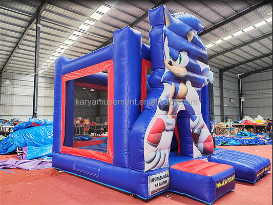 Unisex χαρακτηριστικά προσαρμοσμένο Sonic Bounce House φουσκωτό Combo Slide για ενοικίαση πάρτι