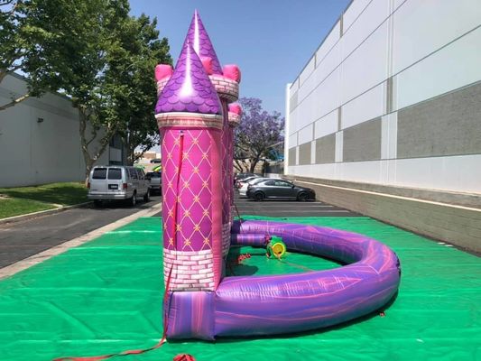 Εξωτερική παιδική χαρά Custom PVC φουσκωτό ροζ κάστρο φόντο για γενέθλια / γάμους