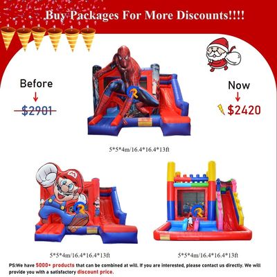 0.55 χιλιοστών PVC βινυλίκι κουρέλια φουσκωτό Combo Castle Slide για τα παιδιά στο πάρκο διασκέδασης