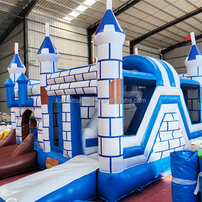 Εμπορικό PVC Combo Bouncy Castle με διαφάνεια Unisex Μπλε και Λευκό Castle Playground