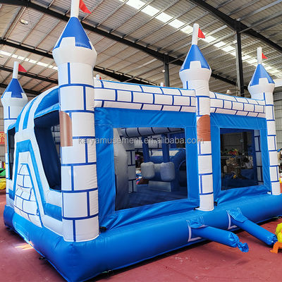 Εμπορικό PVC Combo Bouncy Castle με διαφάνεια Unisex Μπλε και Λευκό Castle Playground
