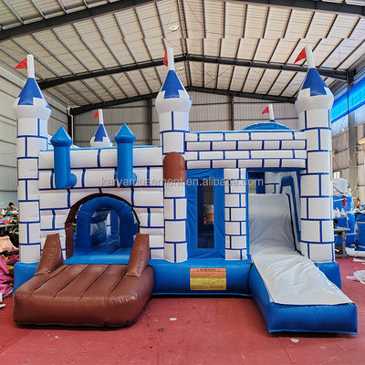 Εμπορικό PVC Combo Bouncy Castle με διαφάνεια Unisex Μπλε και Λευκό Castle Playground