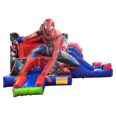 CE/EN71/EN14960 Πιστοποιημένο Παιδικά Πνευματώδες Spiderman Castle Πύραυλο Πύραυλο με διαδρόμιο