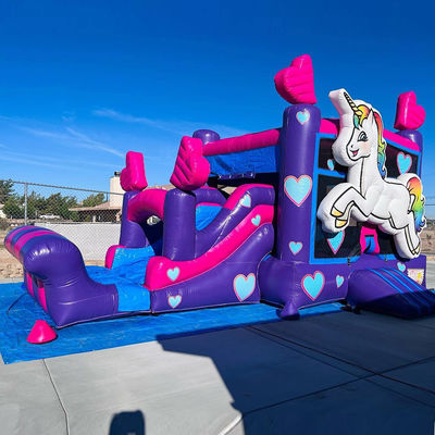 Επισκευαστικά κιτ Παρέχονται Εμπορικά PVC Rainbow Unicorn Bounce House με διαδρόμιο και πισίνα