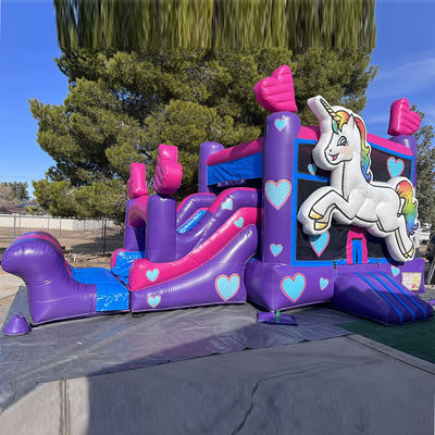 Επισκευαστικά κιτ Παρέχονται Εμπορικά PVC Rainbow Unicorn Bounce House με διαδρόμιο και πισίνα