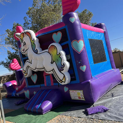 Επισκευαστικά κιτ Παρέχονται Εμπορικά PVC Rainbow Unicorn Bounce House με διαδρόμιο και πισίνα