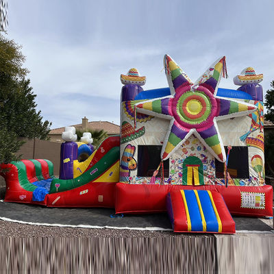 Μεταφορά Θάλασσα Εμπορικό PVC Rainbow Big Star Red Bounce House Πνευματώδες με διαδρόμιο