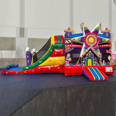 Μεταφορά Θάλασσα Εμπορικό PVC Rainbow Big Star Red Bounce House Πνευματώδες με διαδρόμιο