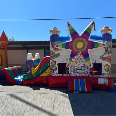 Μεταφορά Θάλασσα Εμπορικό PVC Rainbow Big Star Red Bounce House Πνευματώδες με διαδρόμιο