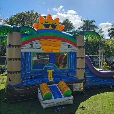 Unisex 27FT Εμπορικό PVC Sun Castle με Slide Inflatable Bouncy Castle και διπλή λεωφόρο πισίνα