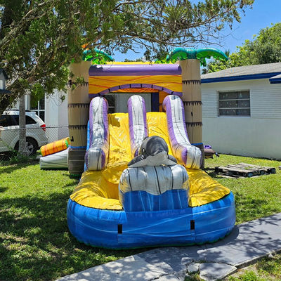 Unisex 27FT Εμπορικό PVC Sun Castle με Slide Inflatable Bouncy Castle και διπλή λεωφόρο πισίνα