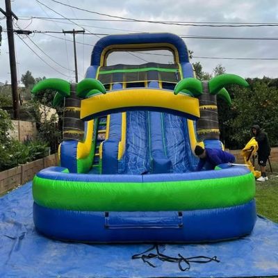Επιχειρηματικά φουσκωτά παιχνίδια PVC Palm Tree Trunk Water Slide για προώθηση εμπορικών εκδηλώσεων