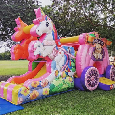 Δρόμος αποστολής Θάλασσα Αεροπορική Express Rainbow Unicorn Inflatable Bouncy Bouncer με Slide