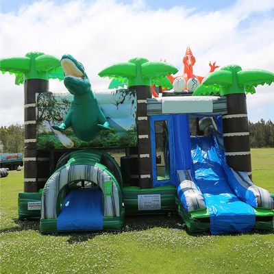 Πάρκο Ντινόσαυρων του Ιούρα φουσκωτό Joy Bounce House με διαδρόμιο και PVC αποσυναρμολογήσιμη πισίνα