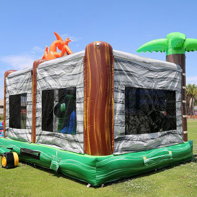 Πάρκο Ντινόσαυρων του Ιούρα φουσκωτό Joy Bounce House με διαδρόμιο και PVC αποσυναρμολογήσιμη πισίνα