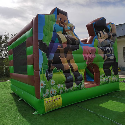 CE EN14960 Πιστοποιημένο φουσκωτό Combo Castle Slide για ενοικίαση πάρτι Minecraft Θέμα