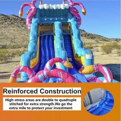 Unisex 28ft φουσκωτή υδάτινη διαδρομή με πισίνα και φουσκωτή υγρή / ξηρή συνδυασμός Bounce House