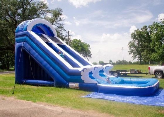 18ft PVC μπλε φουσκωτό υδρόδρομο με πισίνα Karry Τροπικό Jumping Bouncy Castle