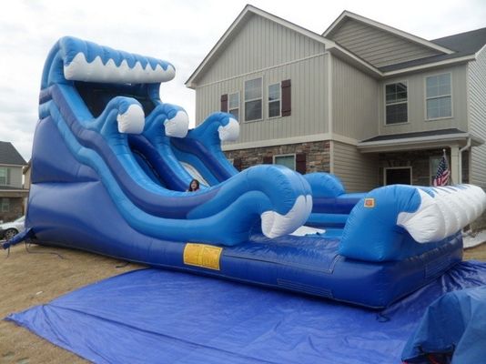 18ft PVC μπλε φουσκωτό υδρόδρομο με πισίνα Karry Τροπικό Jumping Bouncy Castle