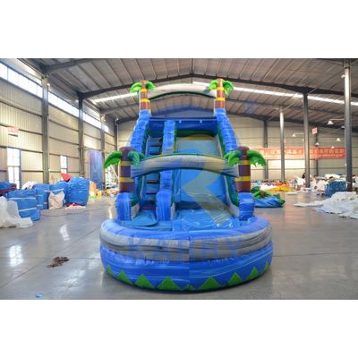 Μονάδα κατοικίας Unisex Blue Palm Tree Water Slide Πνευματώδης με πισίνα