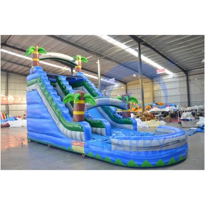 Μονάδα κατοικίας Unisex Blue Palm Tree Water Slide Πνευματώδης με πισίνα