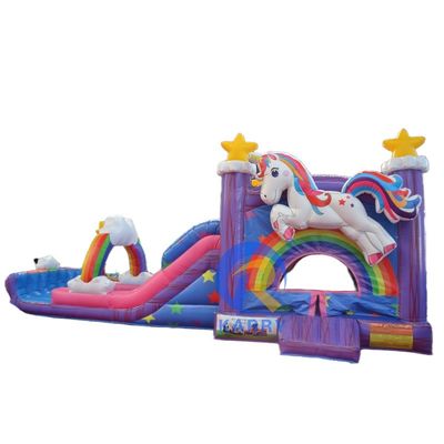 PVC Rainbow Unicorn φουσκωτό σπίτι με φουσκωτή γλάστρα πισίνας και 3 σε 1 παιχνίδι